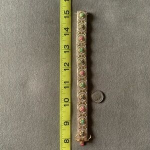 18kt gold over Sterling silver w/ 3.06ctw multi-gemstone and diamond bracelet